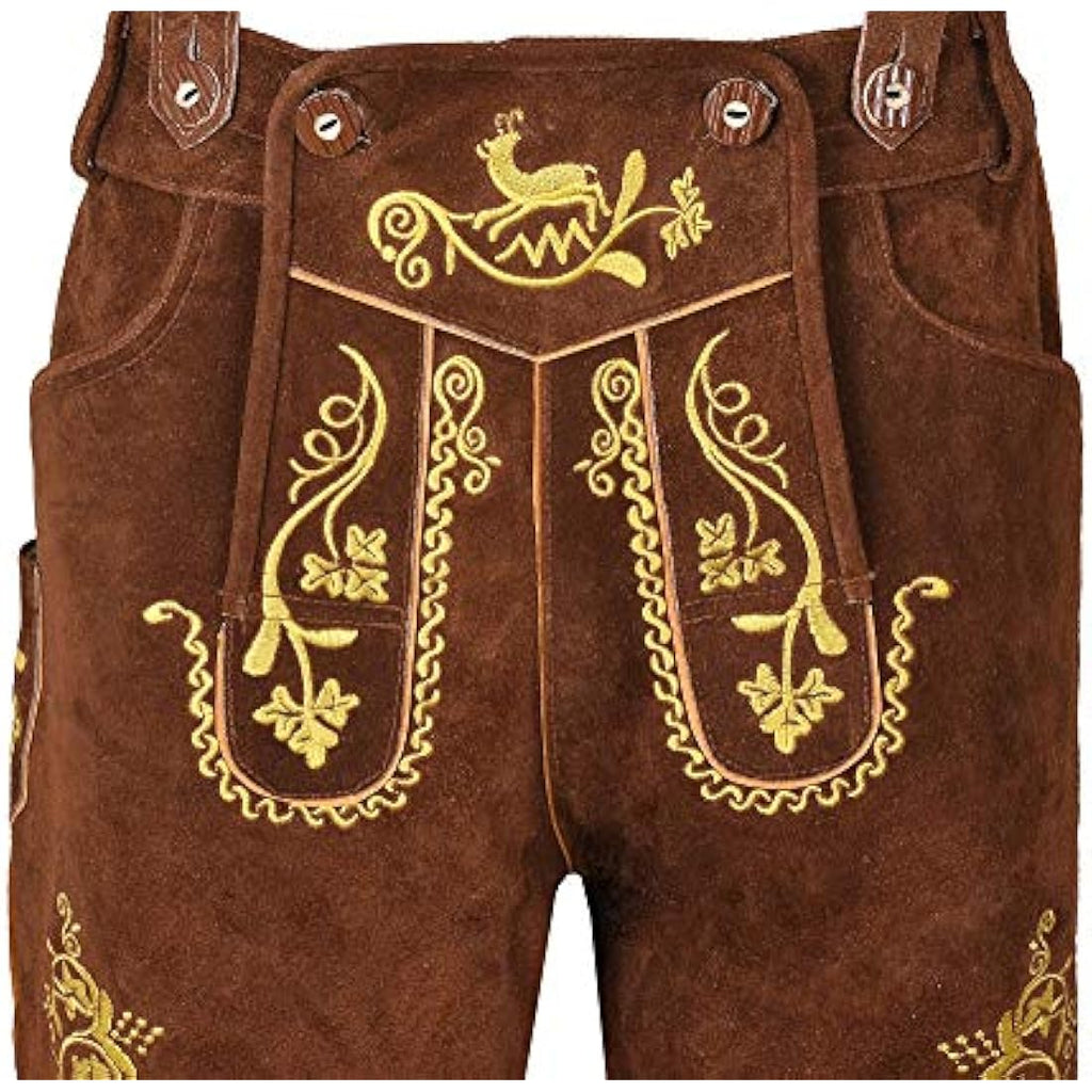 Men's Bavarian Lederhosen – Brown Suede Leather Shorts