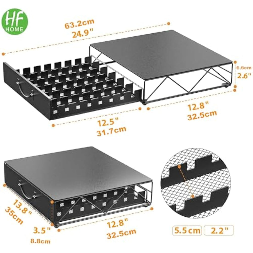 HFHOME Metal Coffee Pod Holder - 48 Nespresso Vertuo Capsule Drawer