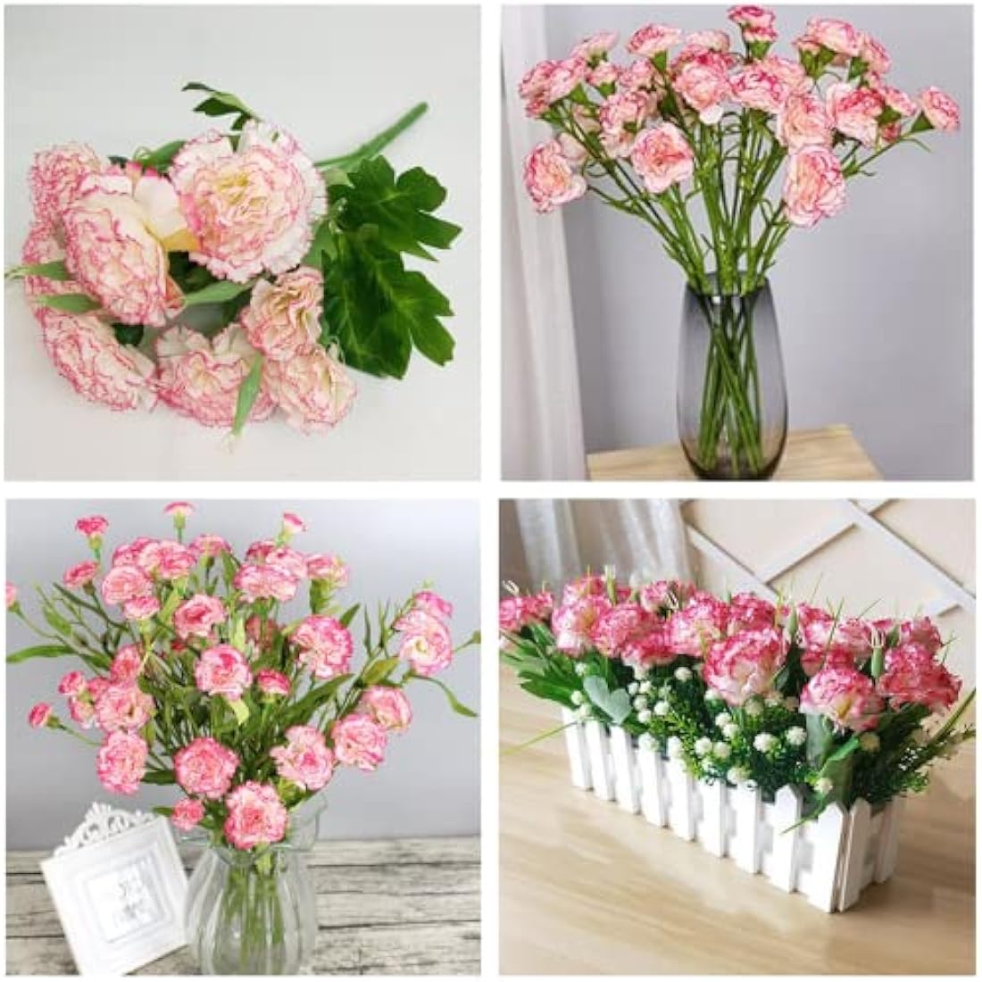Jolof Store 40 Heads Artificial Carnations – UV Resistant Silk Bouquet