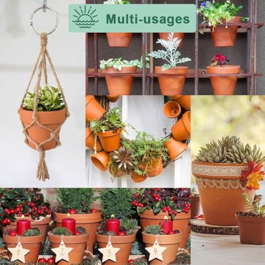Vensovo 15cm Terra Cotta Plant Pots with Saucers - 4 Pack Clay Planters