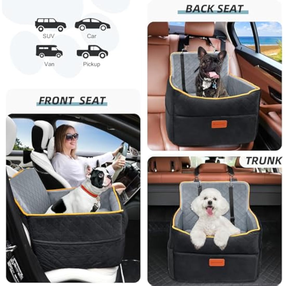 HEGGCOOE Memory Foam Dog Car Seat | Washable Booster Seat for Medium Dogs