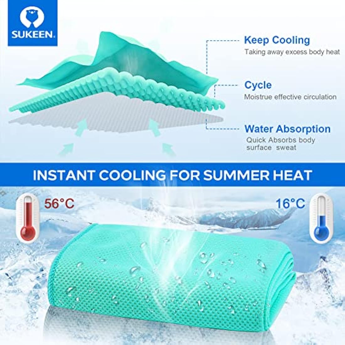 Sukeen Cooling Towel 20 Pack | Microfiber Ice Towels for Sports & Gym