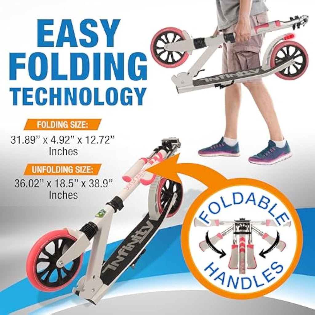 SereneLife Folding Kick Scooter – Adjustable LED Big Wheels for Kids & Teens
