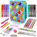 GirlZone Rainbow Stationery Set – 43-Piece Jumbo Art Case for Girls