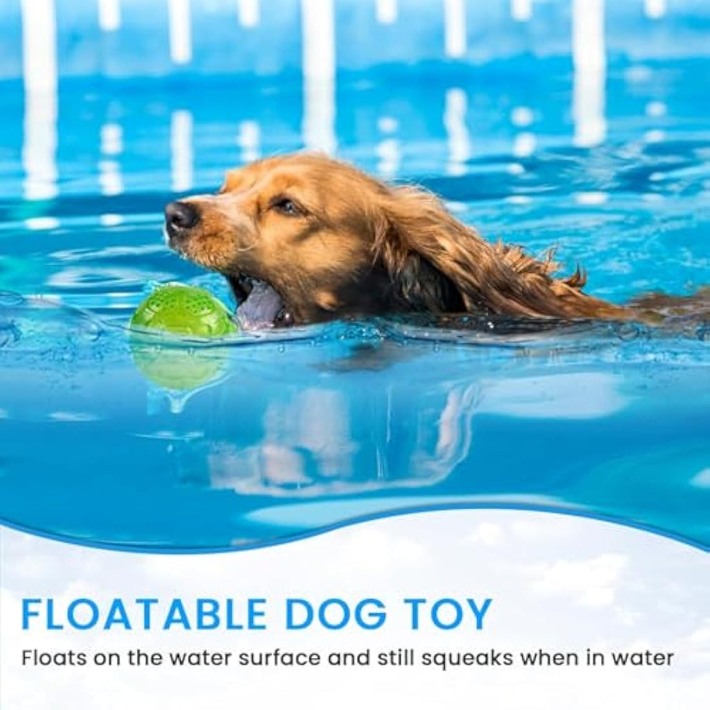 Squeaky Dog Ball Toy - Floating Rubber Chew Balls, 3 Pack