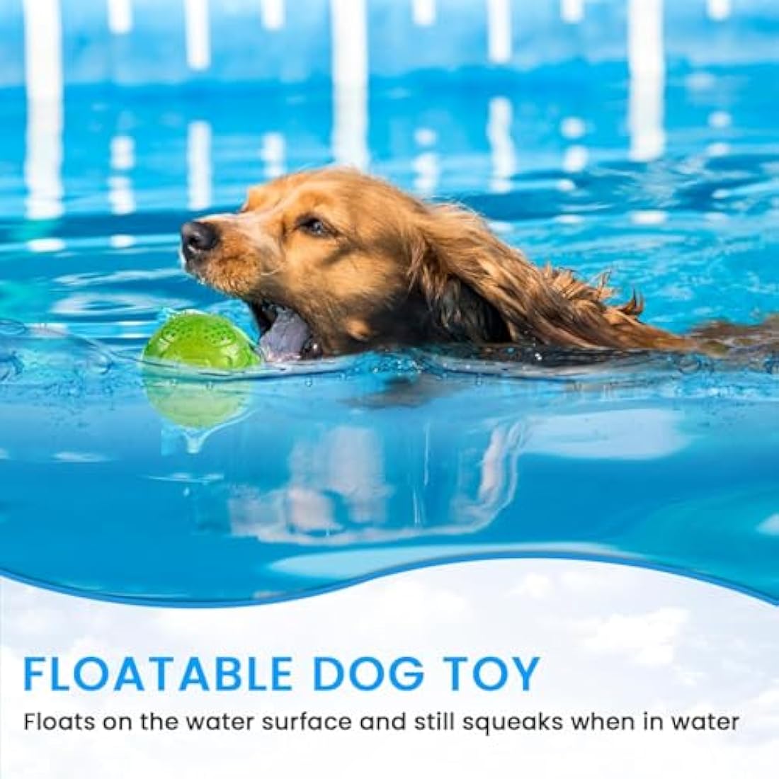 Squeaky Dog Ball Toy - Floating Rubber Chew Balls, 3 Pack