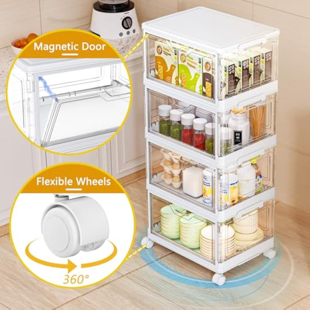 TidyTrove 4-Tier Stackable Storage Boxes | 23L Foldable Plastic Bins
