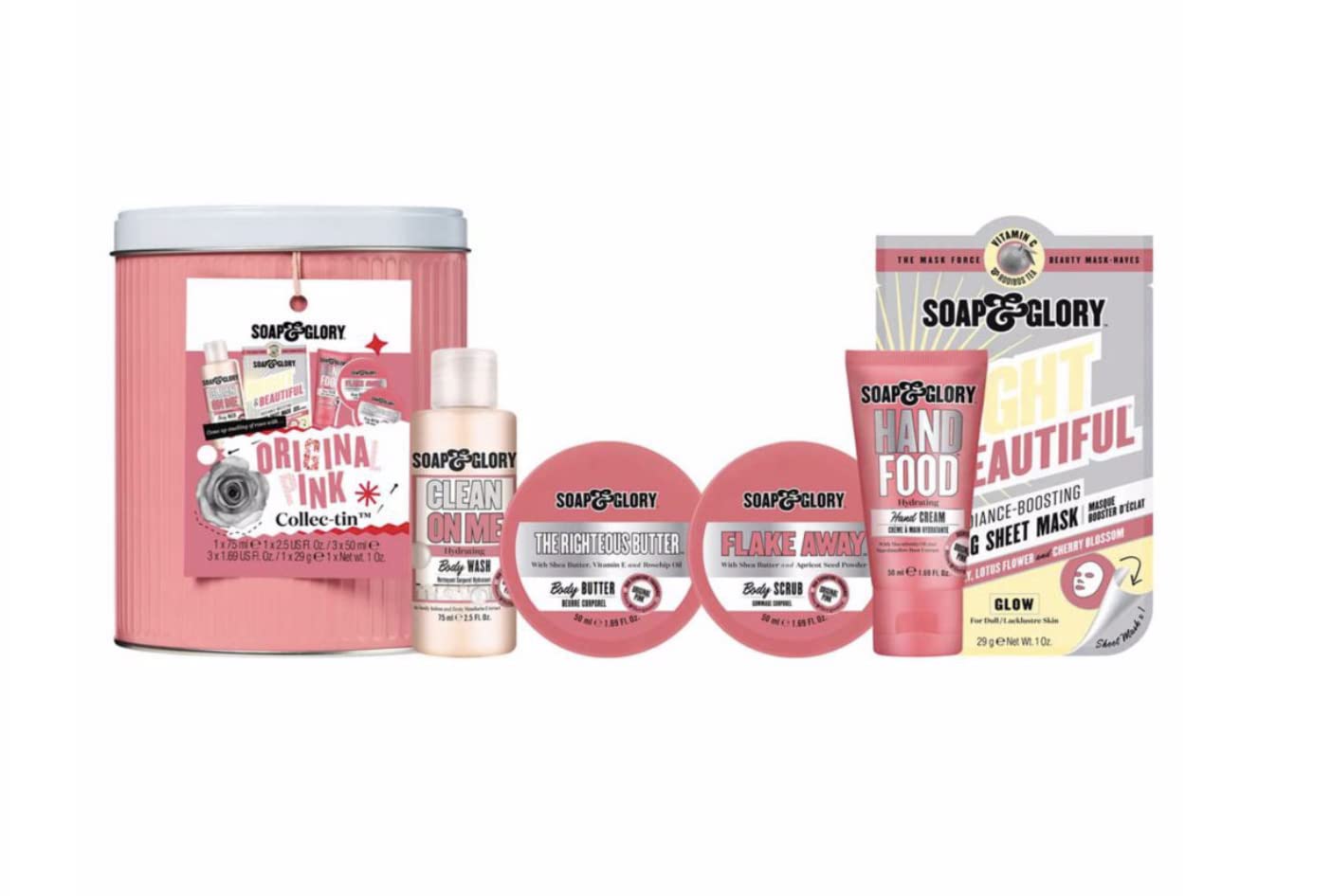 Soap and Glory Original Pink Collection Tin Gift Set – 10 Piece Body Care