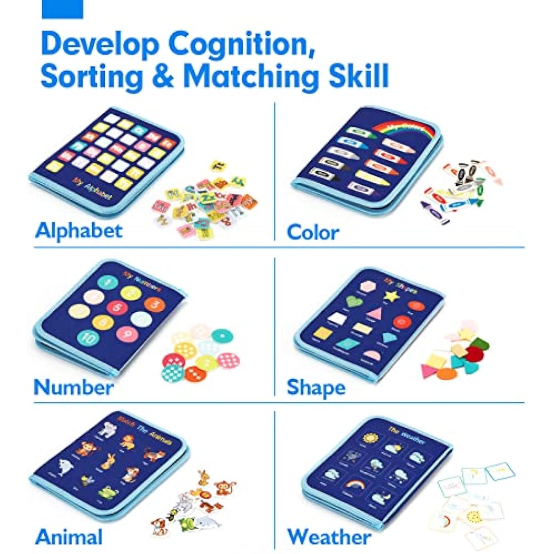 Hahaland Montessori Busy Board - 21-in-1 Sensory Toy for Toddlers, Blue