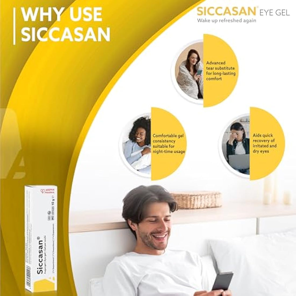 Siccasan Intensive Eye Gel – Dry Eye Relief with Dexpanthenol – 10g (3 Pack)