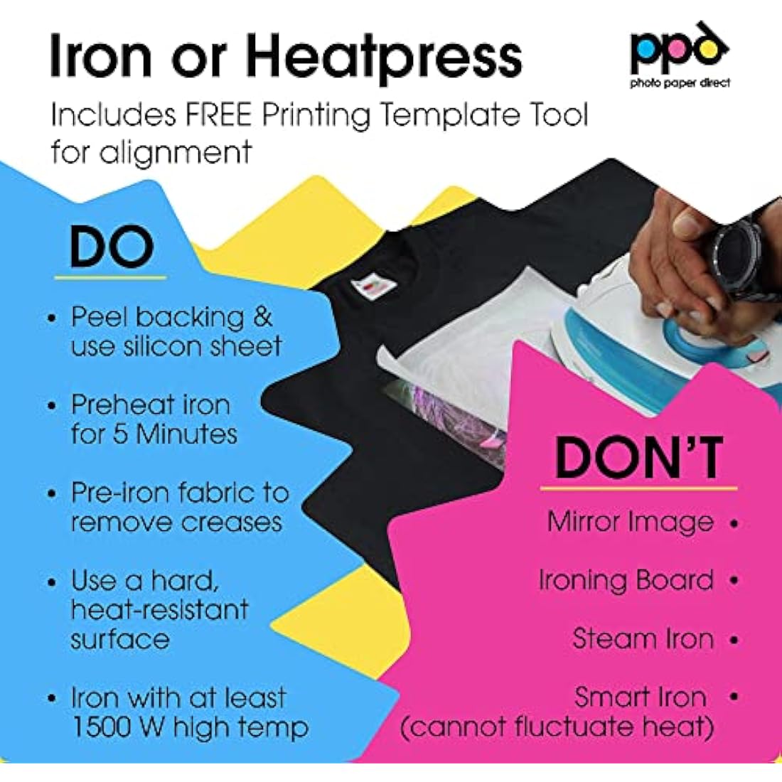 PPD Dark Fabric Iron on Transfer Paper for Inkjet Printers - 50 Sheets
