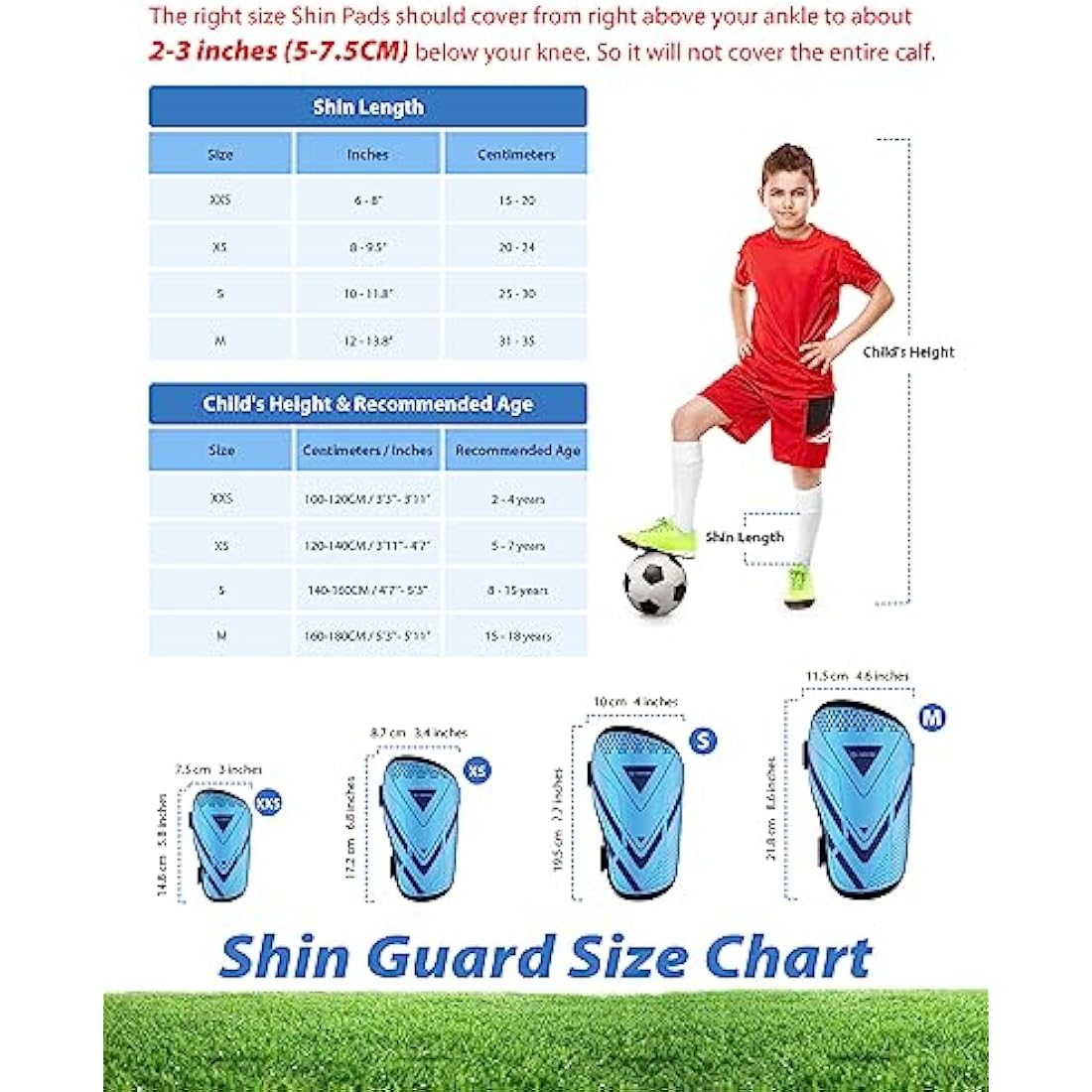 AirsFish Kids Soccer Shin Guards – CE Certified Adjustable Football Pads