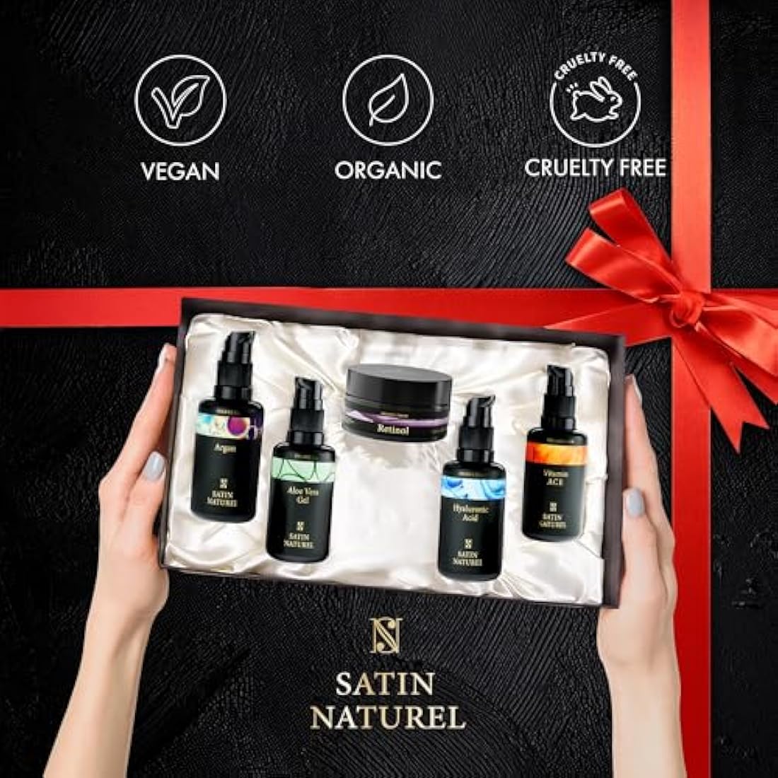 Satin Naturel Organic Skincare Gift Set – 5-Piece Vegan Beauty Bundle