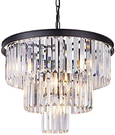 Wellmet 20" Crystal Chandelier – 3-Tier Modern 7-Light Pendant Fixture