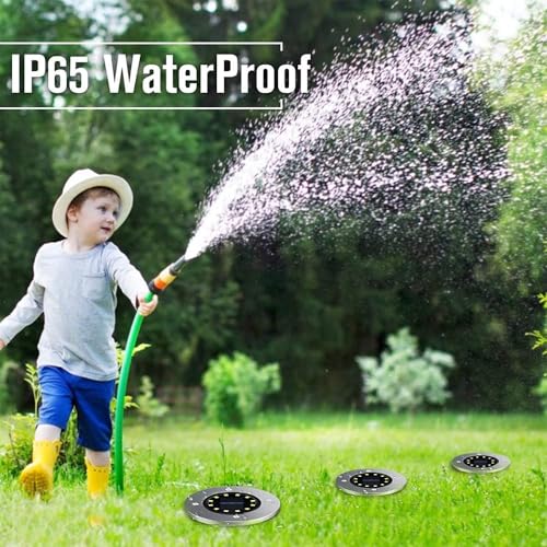 Bzavor 12-Pack Solar Ground Lights – IP65 Waterproof 12 LED Cool White