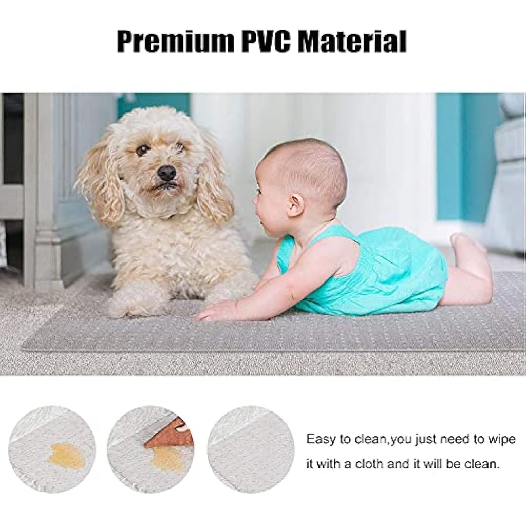 Jolof Store PVC Chair Mat for Carpet – 75x120cm Clear Studded Floor Mat