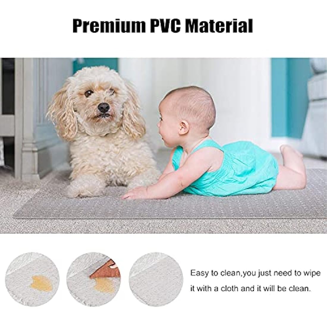 Jolof Store PVC Chair Mat for Carpet – 75x120cm Clear Studded Floor Mat
