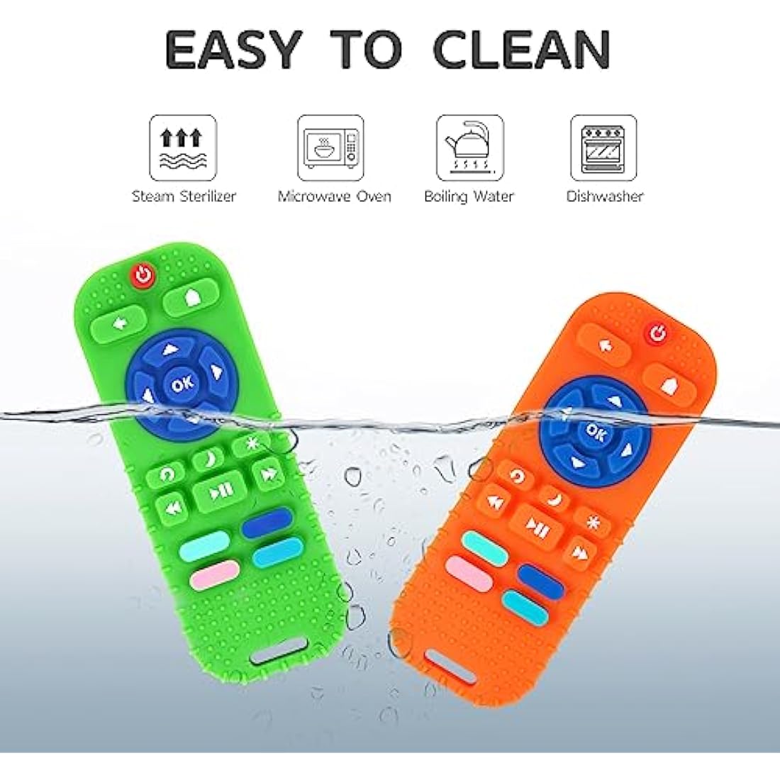 Hooku 2-Pack Remote Control Silicone Teething Toys for Babies, BPA-Free
