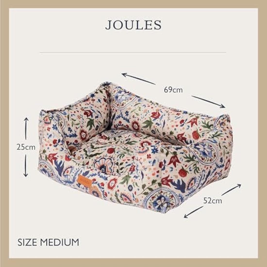 Rosewood x Joules Festival Floral Dog Bed – Luxury Padded Box Bed