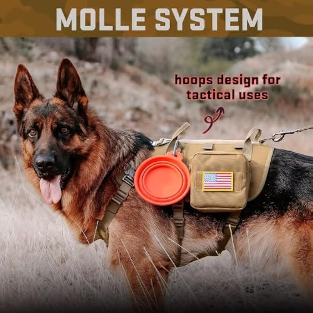 Forestpaw Tactical Dog Harness and Collar Set with Bungee Leash – Brown