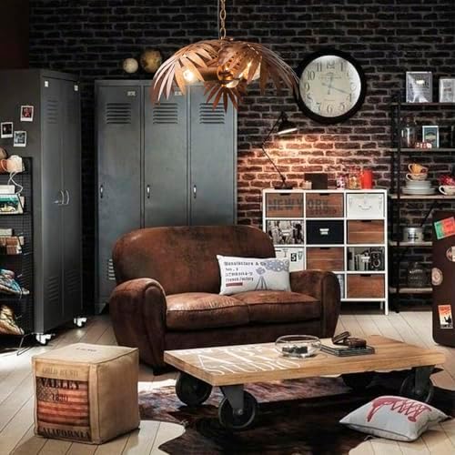 JCPYIUL Retro Tropical Coconut Leaf Chandelier – Iron LED Ceiling Light