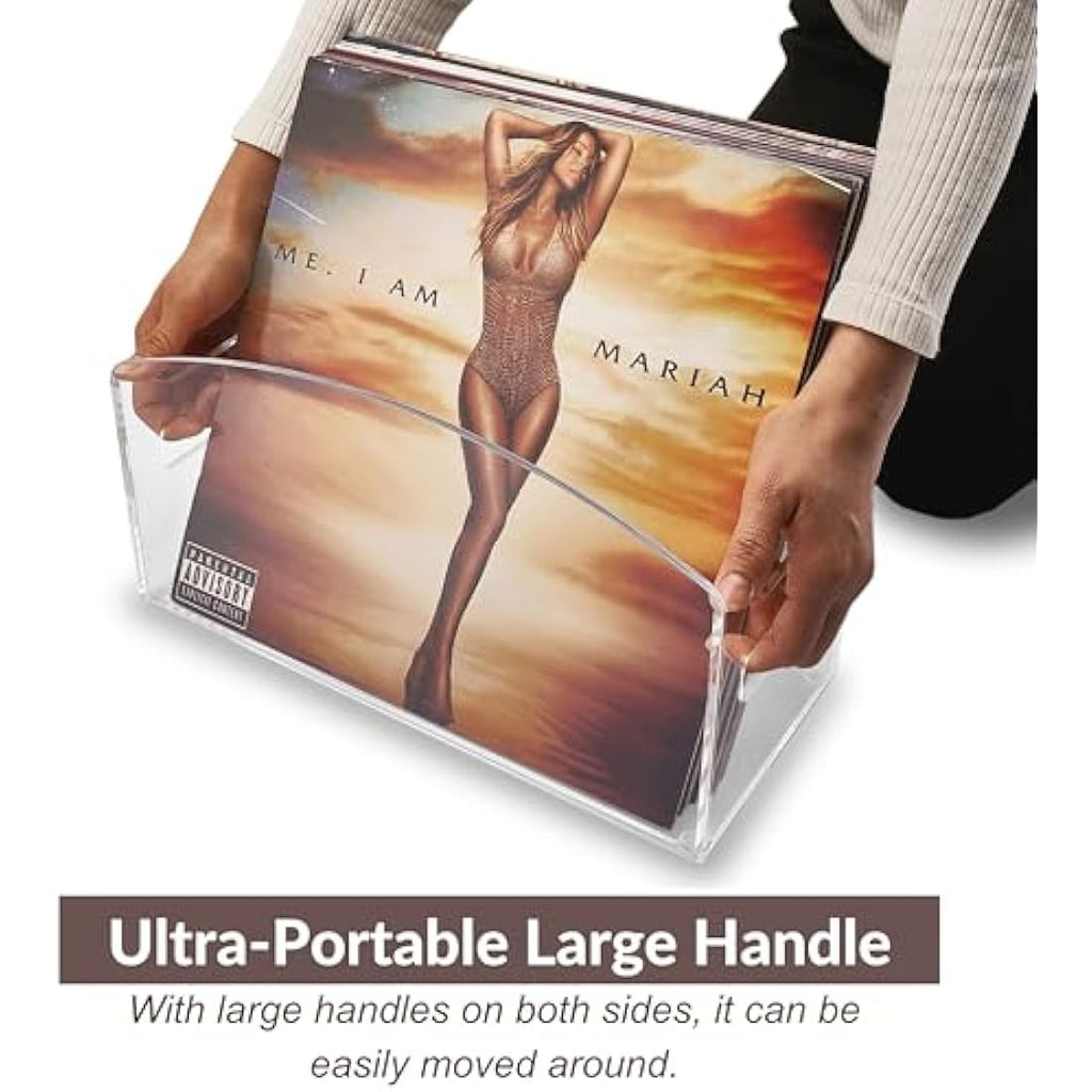 Meicloud Acrylic Vinyl Record Holder – Clear LP Storage Case with Handles