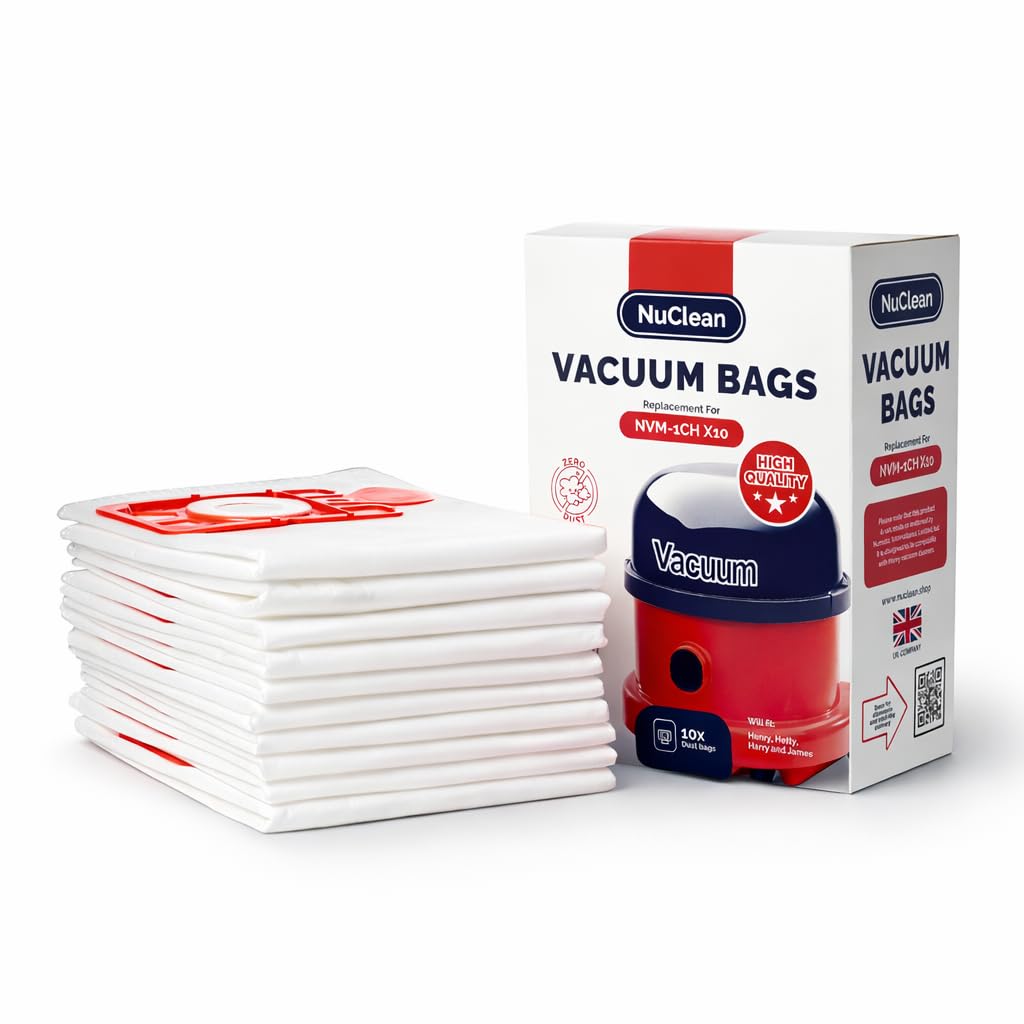 NuClean Henry Hoover Bags - 10 Pack Microfiber Vacuum Bags for Numatic