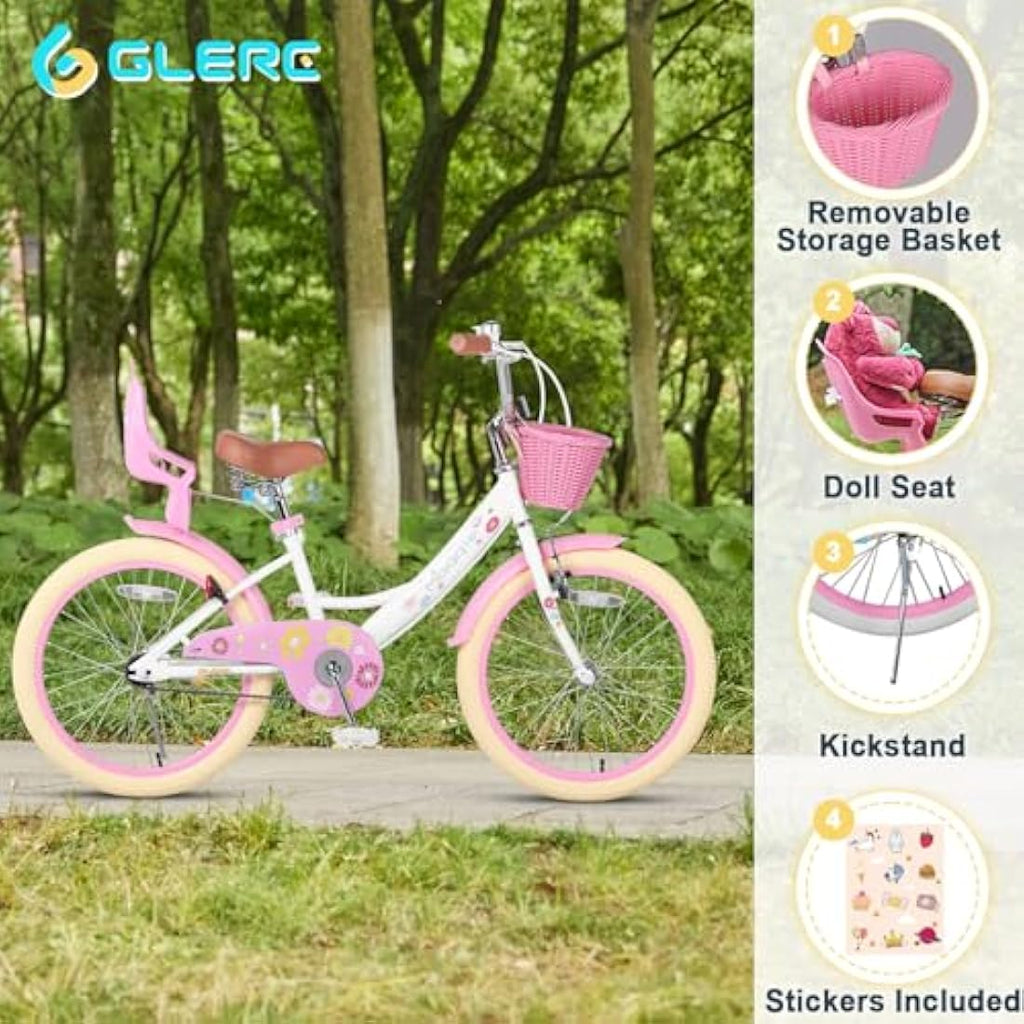 Glerc Maggie 20 Inch Girls Bike with Doll Seat and Basket
