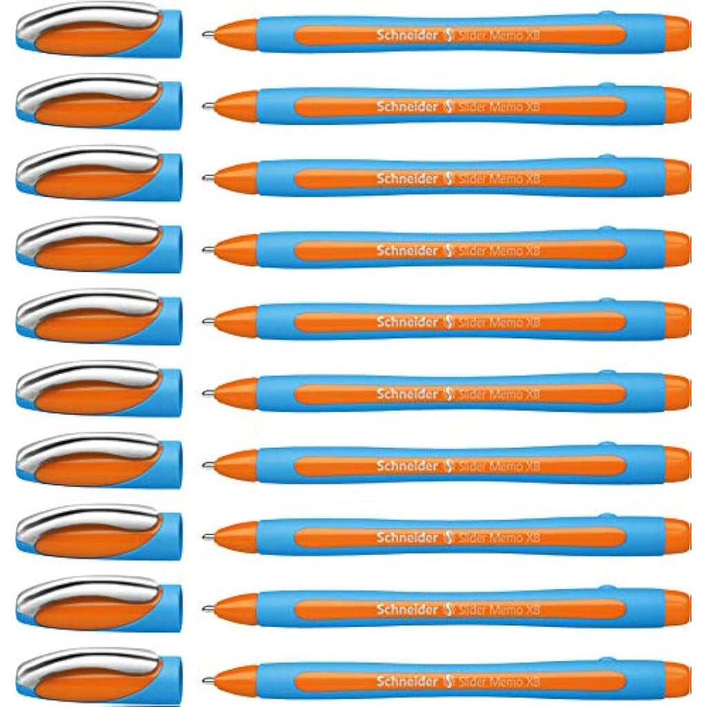 Schneider Slider Memo XB Ballpoint Pen - Orange Ink, Pack of 10