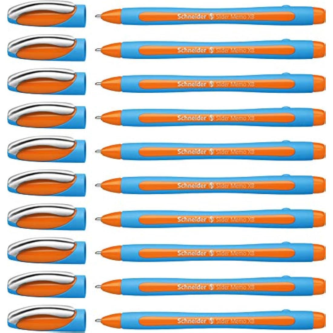 Schneider Slider Memo XB Ballpoint Pen - Orange Ink, Pack of 10