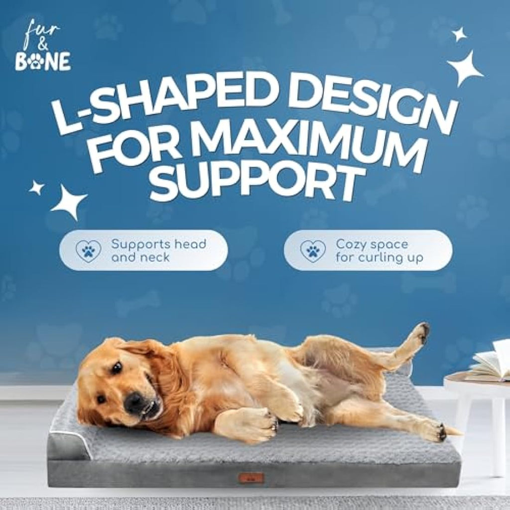 Fur & Bone Orthopedic Dog Bed – Egg Crate Foam Bolster Mattress