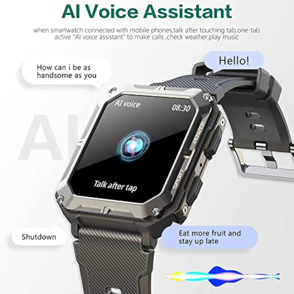 Military Smart Watch for Men - IP68 Waterproof Fitness Tracker