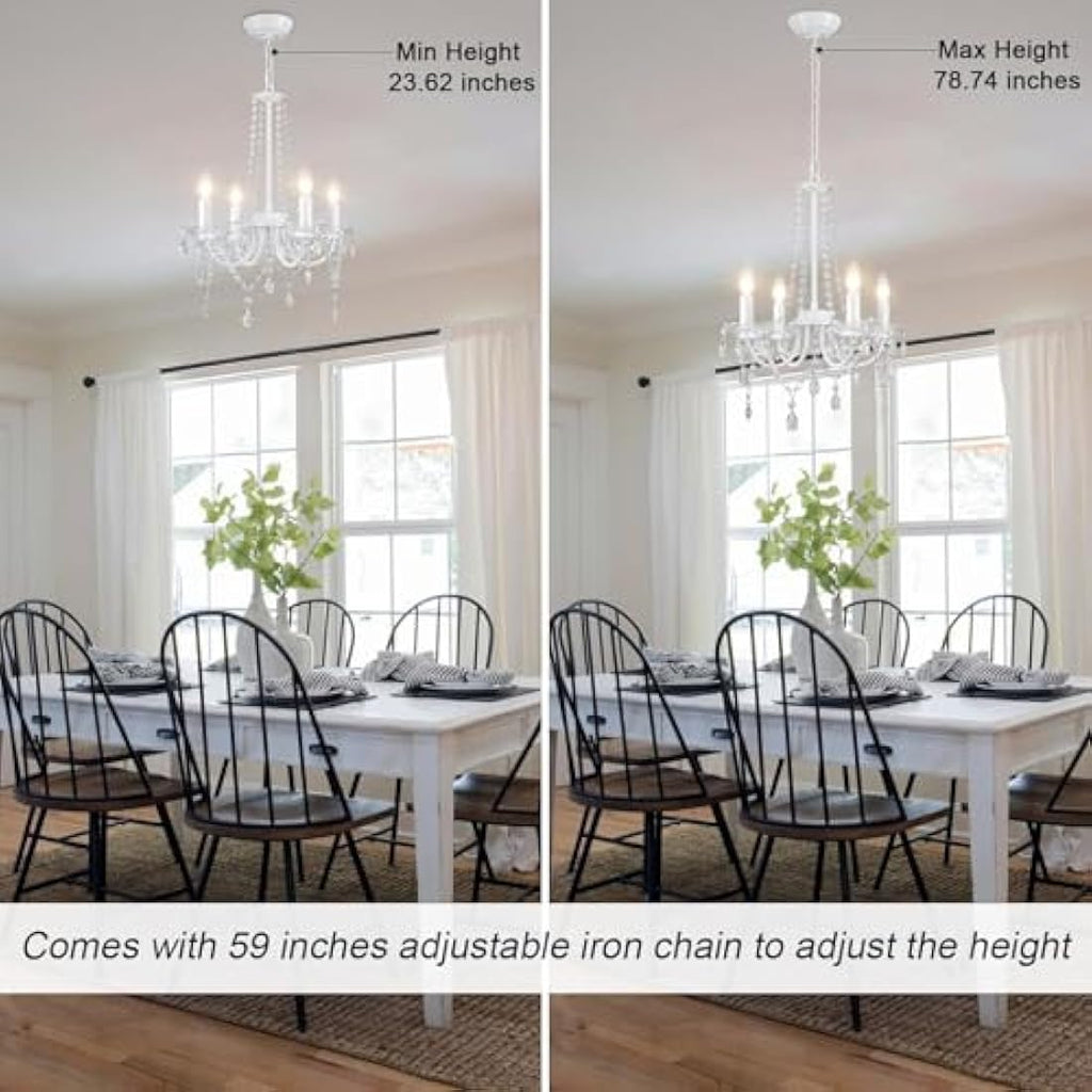 Jolof Store Crystal Chandelier – 4-Light Modern White Ceiling Pendant Light