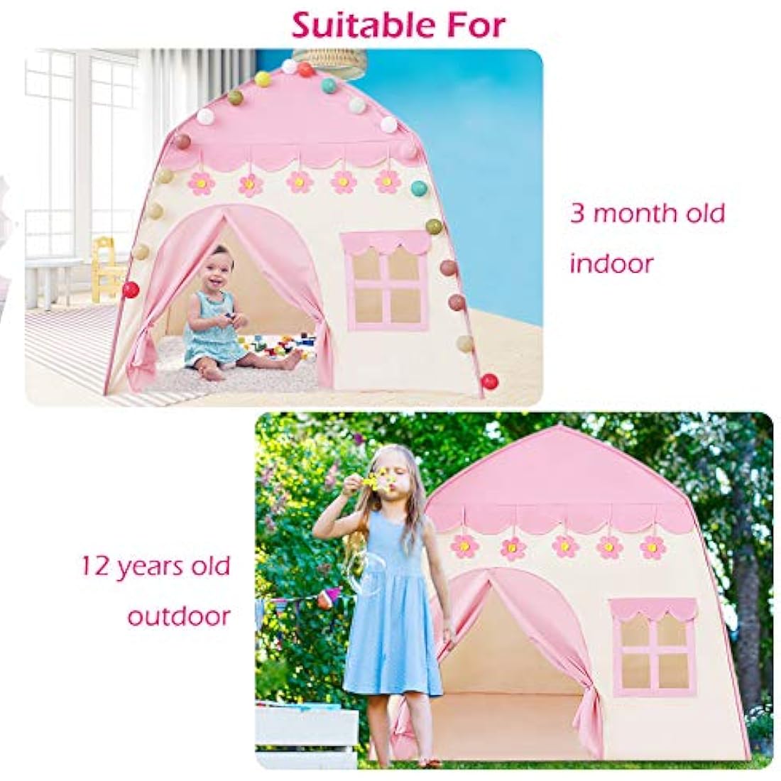Labeol Princess Castle Play Tent | Large Kids Playhouse with Lights