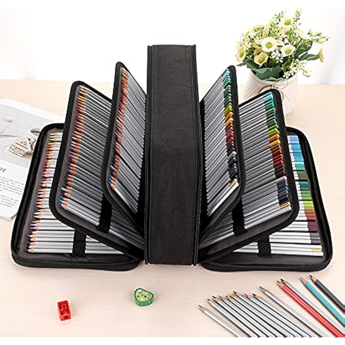 BSTKEY 360 Slots Large Capacity Pencil Case – Black Polyester Organizer