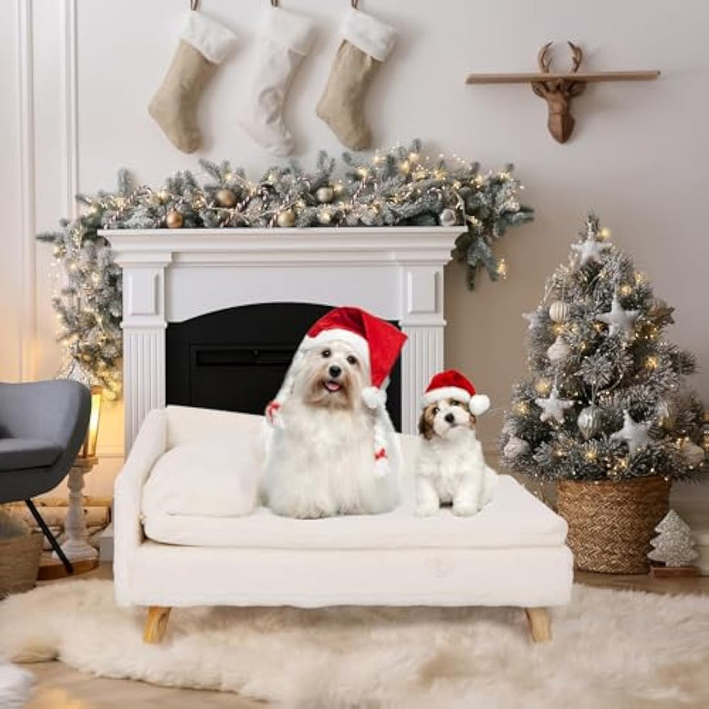 BingoPaw Elevated Dog Sofa Bed – L-Shaped Raised Plush Pet Couch (80x50cm)