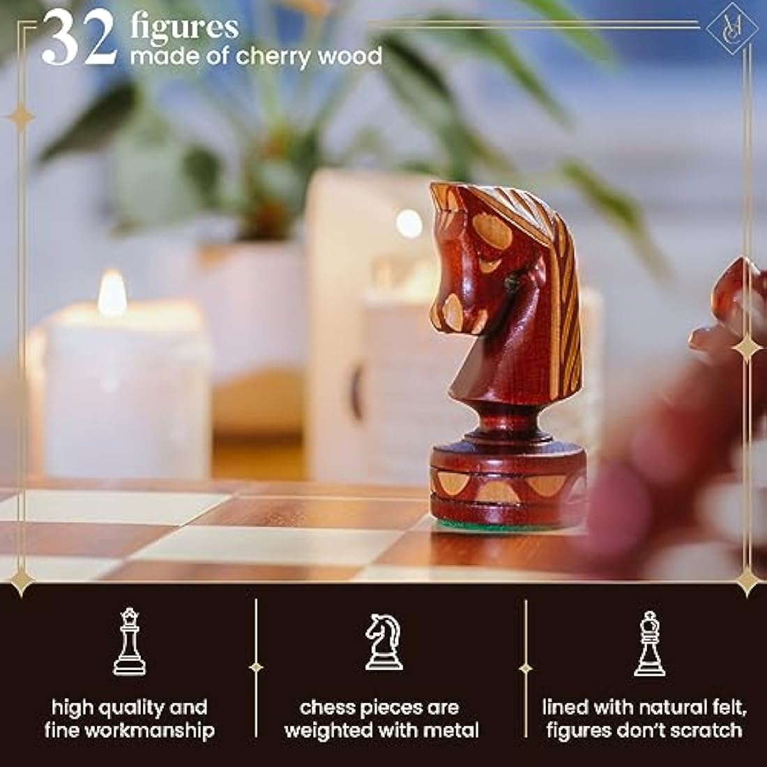 Byzantium Wooden Chess Set – Handcrafted Large 23in Board