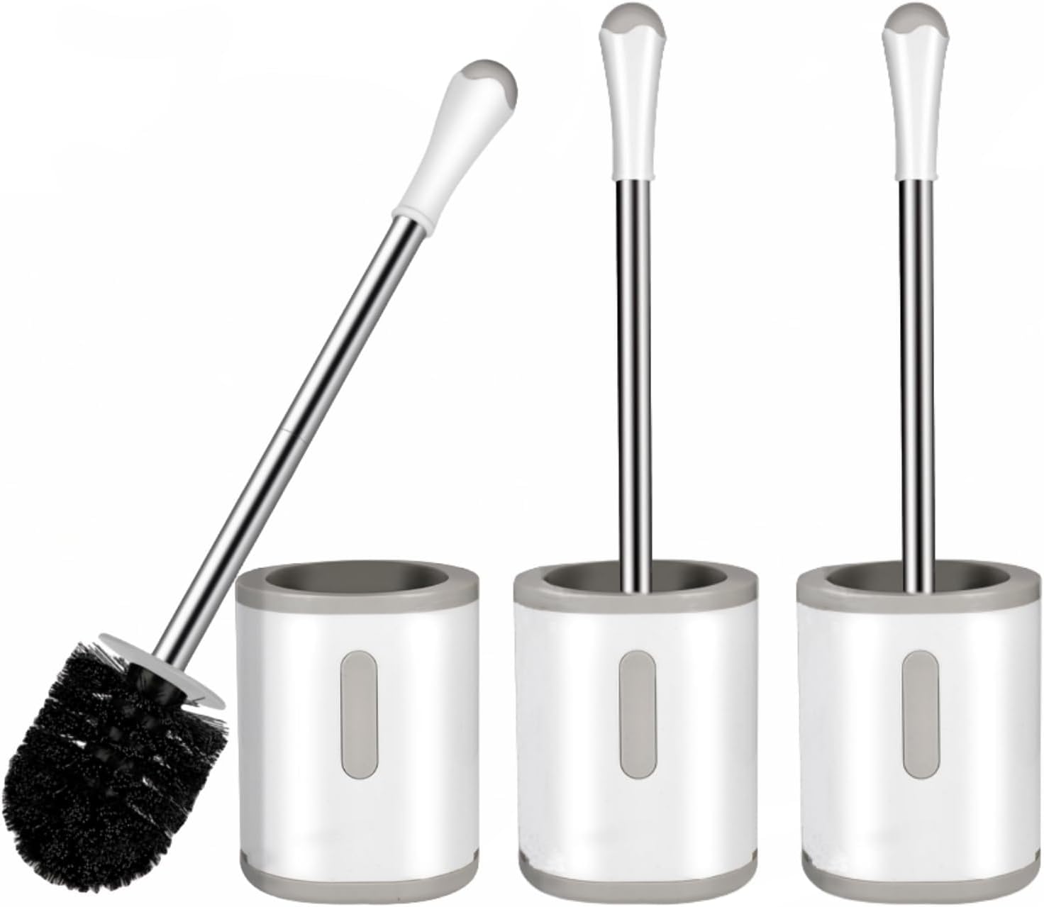 Toilet Brush and Holder 3-Pack – Stainless Steel Handle