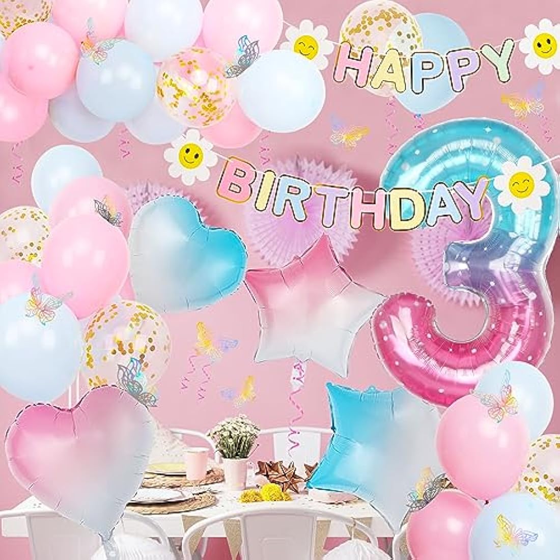 3rd Birthday Decorations - Gradient Number 3 Balloon Kit