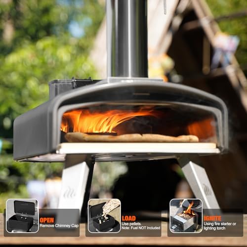 Mimiuo Portable Pellet Pizza Oven with Stone | Outdoor Wood-Fired Maker