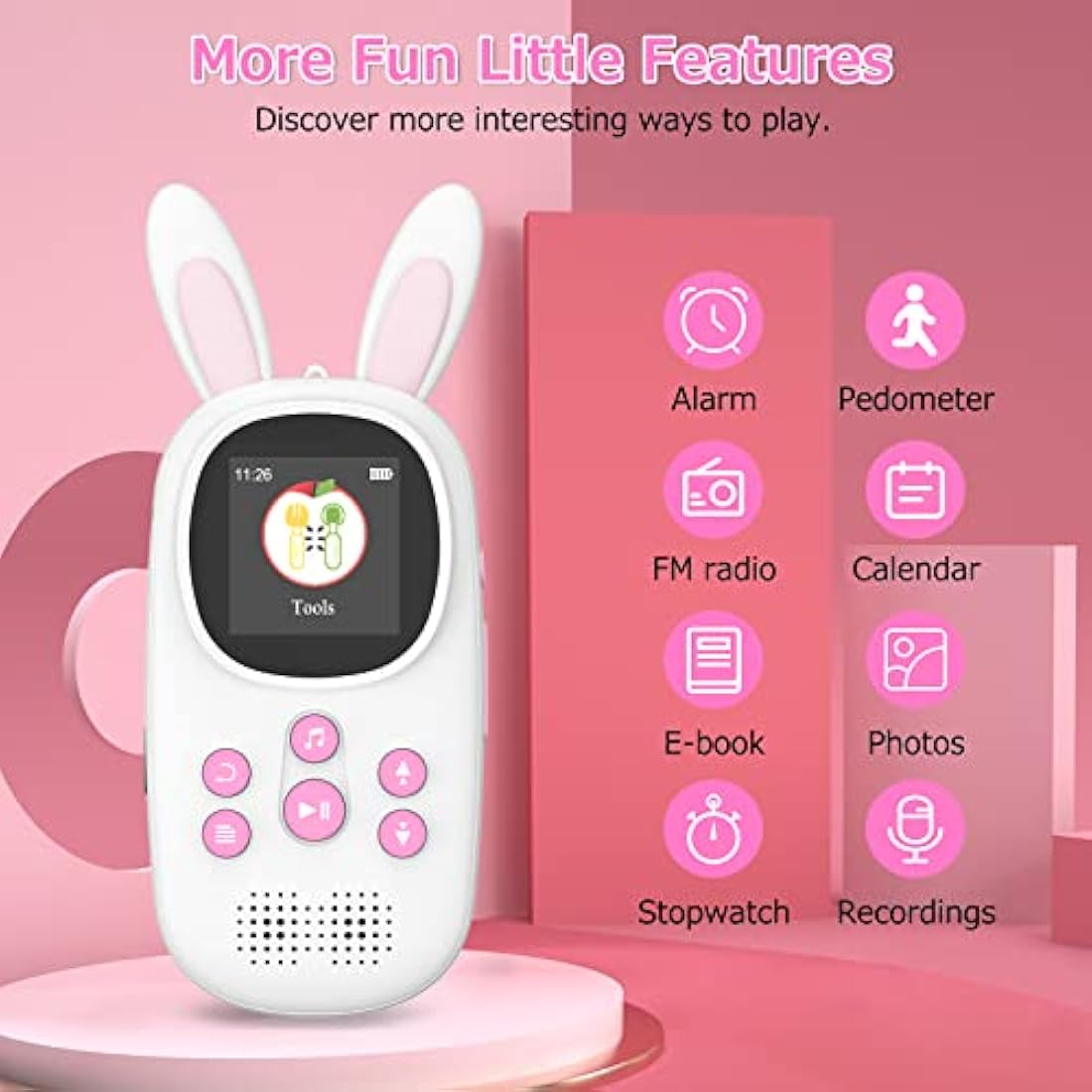 Bunny Kids MP3 Player with Bluetooth 5.0 and Speaker