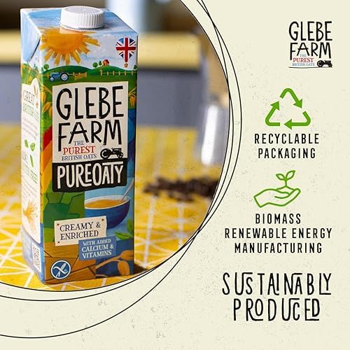 Glebe Farm PureOaty Barista Oat Milk – Gluten Free & Enriched, 6 x 1L
