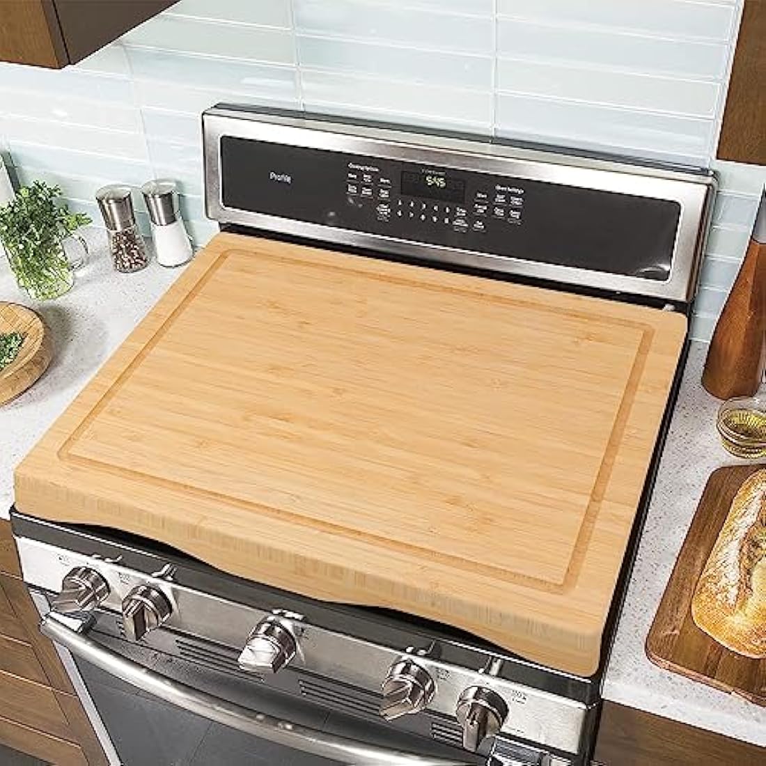Bamboo Stove Top Cover | Large Cutting Board for RV & Kitchen
