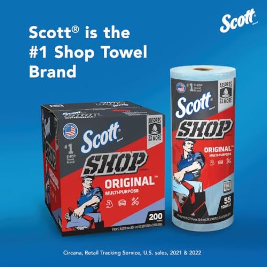 Scott Shop Towels – Heavy Duty Absorbent Disposable Wipes, 2 Pack