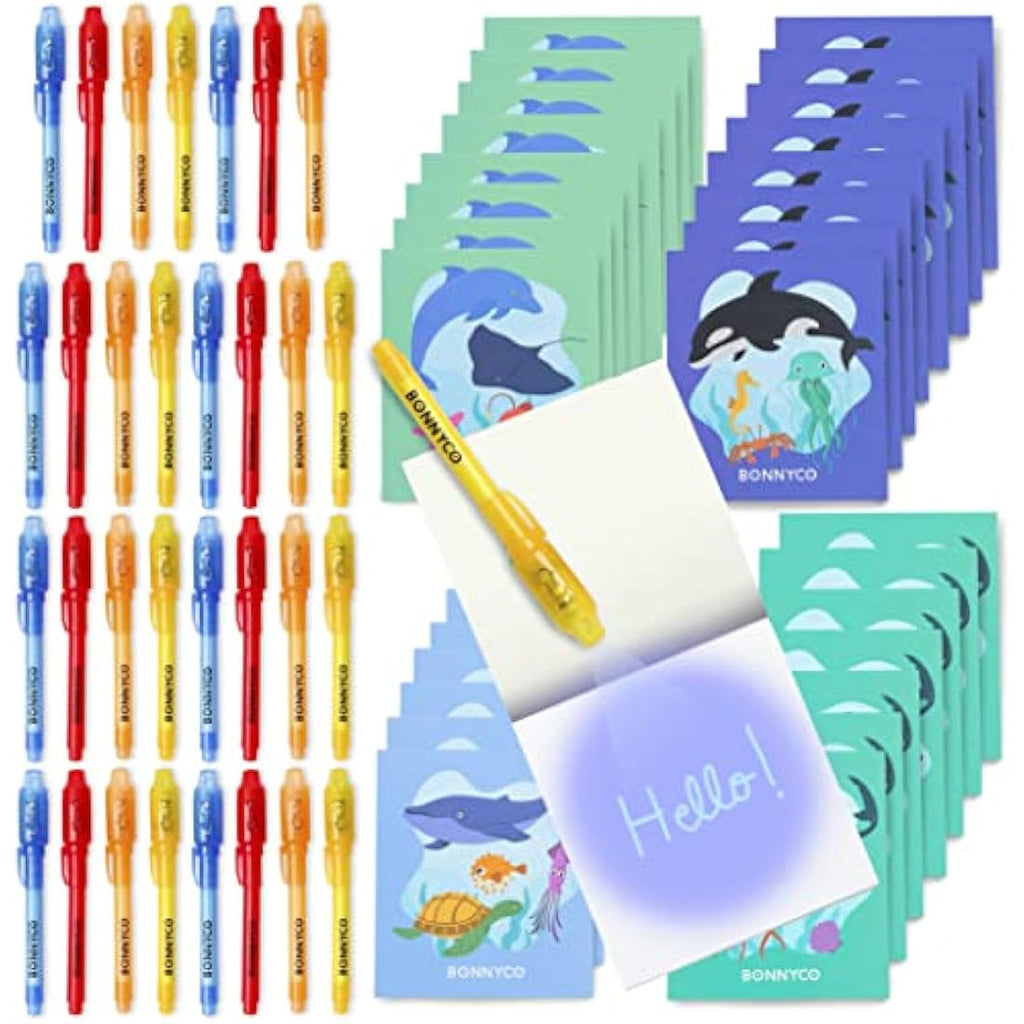 BONNYCO Invisible Ink Pen and Notebook Set – 32 Pack Sea Animal Party Favors