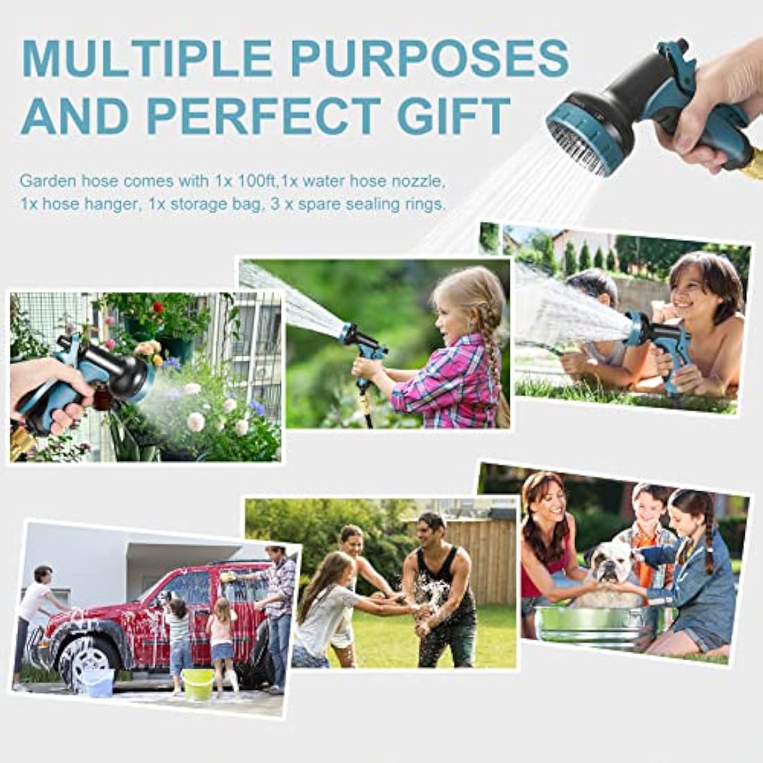 100FT Expandable Garden Hose with 10-Function Spray Gun
