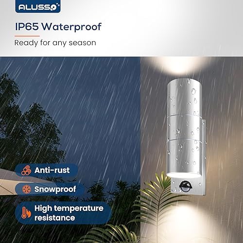 ALUSSO LED Outdoor Wall Light with Motion Sensor | IP65 Stainless Steel