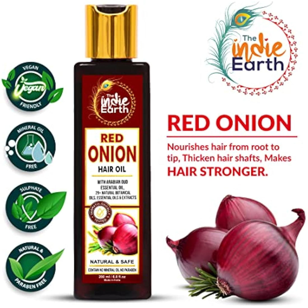 The Indie Earth Red Onion Hair Oil - Anti Hair Loss & Growth - 200ml