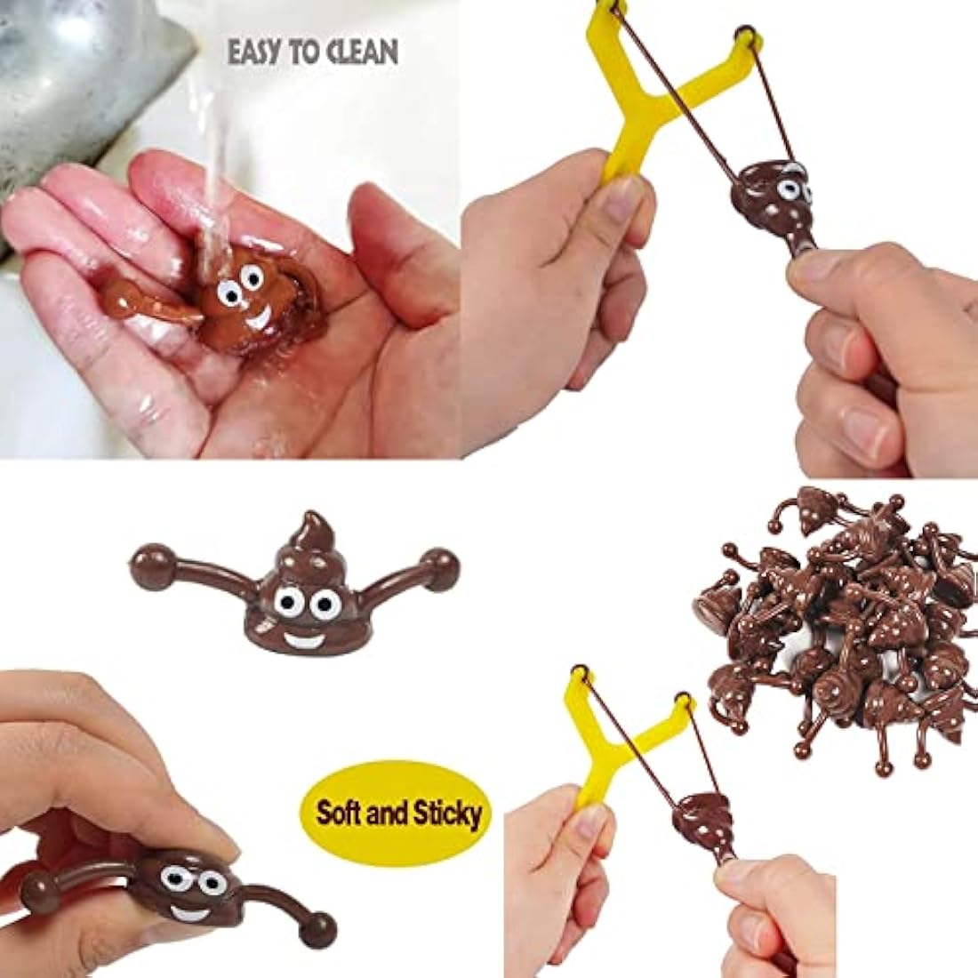 Jolof Store Poo Slingshot Toy Set – 12pc Funny Prank Squishy Toys for Kids