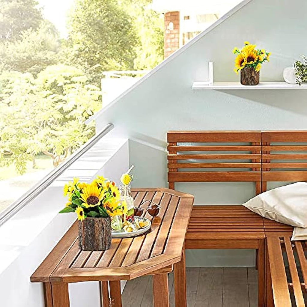 AceList Artificial Sunflowers | Potted Fake Plants with Bark Pots